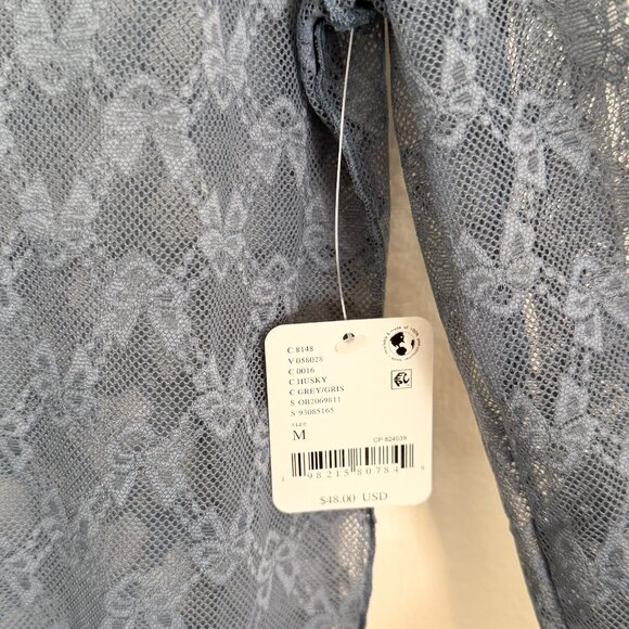 Free People Intimately / Blue lace Long Sleeve From Me to You Sheer Top M NWT - Picture 4 of 6